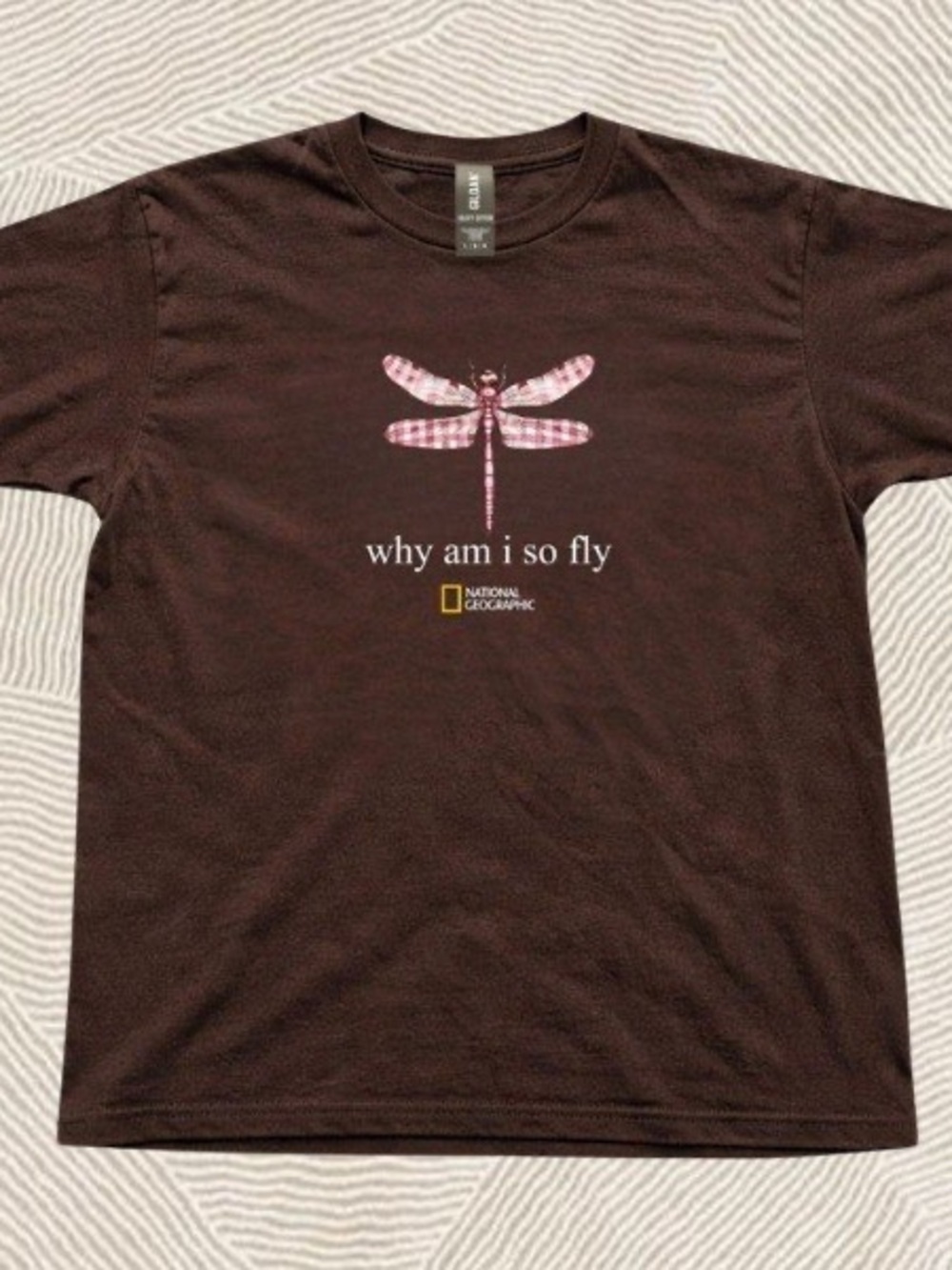 National Geographic Brown & Pink Dragonfly “Why am I so fly” Graphic Tee